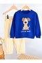 Boy's Dog Printed Sweatshirt Striped Gabardine Denim Jeans Pants Top and Bottom Set - 2