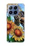 Mi 17t Pro Compatible Sausage Dog Sunflower Printed Transparent Phone Case