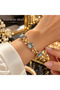 Gold Color Vip Lux Steel Bracelet with Evil Eye Charm - 4