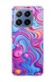 Mi 17t Pro Compatible Pink Blue Fluid Printed Transparent Phone Case