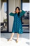 Green Chevron Print Batik Dress - 2