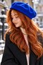 Women's Saks Blue Winter Painter's Beret |   Elegant French Style Soft Felt Hat - 3