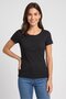 Women Crew Neck Short Sleeve Textured Top, Black