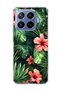 Mi 17t Pro Compatible Red Flower Tropical Leaf Printed Transparent Phone Case