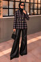 V-Neck Plaid Jacket Tsd260334 Black