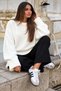 Women's Oversize Wide Fit Shawl Collar Sweater - 2