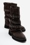 Caldy Anthracite Suede Genuine Leather Buckle Women's Biker Boots