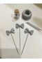 Silver Bow Tie Bow Long Toothpick 10 Pieces 16 cm