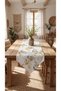 Duck Fabric Triangular Runner 40X150 cm – Eucalyptus Leaf Pattern, Water Repellent Stain-Resistant Decorative Table Runner - 2