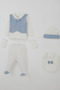 Baby Boy Hospital Release Set of 5 Fixed Vests & Bow Ties 0-3 Months, Ecru - 2