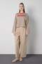 Women's Brown Crop Wide Sleeve Oversize Printed Striped Sweatshirt 32078 - 4