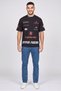 Men Relaxed Fit Crew Neck Short Sleeve Graphic Print T-Shirt, Black - 2