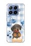 Mi 17t Pro Compatible Sausage Dog Blue Plaid Printed Transparent Phone Case