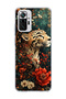 Redmi Note 10 Pro 4g Compatible Leopard Red Flower Printed Transparent Phone Case