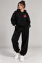 Hooded Tracksuit 2-Piece Set with Pullover and Pants Combination with Pink Print