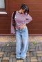 Back Printed Long Sleeve Striped T-Shirt - 2