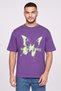 Men Crew Neck Short Sleeve Graphic Print T-Shirt, Purple