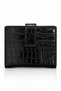 Women's Black Textured Leather Card Holder Wallet with 10 Card Compartments and Snap Closure Compact Design - 7