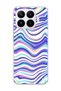 Mi 17t Compatible Purple Blue Wavy Line Printed Transparent Phone Case