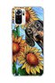 Redmi Note 10 / 10S Compatible Sausage Dog Sunflower Printed Transparent Phone Case