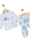 Baby Boy Cute Airplane Patterned Pastel Blue Pajama Set - 6