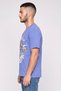 Men Relaxed Fit Crew Neck Short Sleeve Graphic Print T-Shirt, Blue - 3