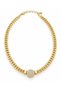 Milano Beautys Gold Color Stone Round Detailed Women's Chain Necklace – Shiny Gold Color Stylish and Elegant Necklace - 2