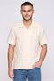 Men Relaxed Fit Embroidered Short Sleeve Casual Shirt, Cream