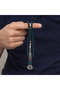 Blue Crimped Amber Prayer Beads with Metal Tassels - 3