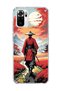 Redmi Note 10 / 10S Compatible Red Kimono Samurai Printed Transparent Phone Case