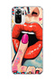 Redmi Note 10 / 10S Compatible Red Lip Printed Transparent Phone Case