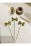 Gold Bow Tie Bowknot Long Toothpick 10 Pieces 16 cm