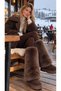 Brown Lux Soft Textured Plush Women's Leggings - 2