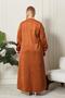 Women's Large Size Tesettur Suede Overcoat Full Length Diamond Patterned Long Tesettur Suede Overcoat - 9