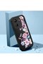 Redmi 13C 4g Compatible Black Silicone Camera Protected Shock-Absorbing Protective Case with Floral Pattern - 2