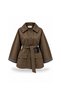 Cuffed Plaid Jacket Brown