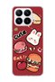 Mi 17t Compatible Cute Rabbit Claret Red Printed Transparent Phone Case