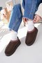 Furry Lightweight High Sole Mini Sabo House Slippers Brown - 5