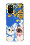 Redmi Note 11 / 11S Compatible Cats with Scarf Yellow Flower Printed Transparent Phone Case