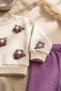 Daisy Bloom Floral Patterned Cream Sweatshirt and Purple Sweatpants Cotton Two-Piece Baby Set - 5