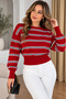 Women's Knitwear Sweater Striped Boat Neck Casual Stylish Sweater