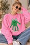 Handprint Cute Frog Printed Unisex Oversize Sweatshirt – Crew Neck Casual Sweatshirt