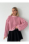 Livia Oversize Striped Knitwear Sweater Women's Red - Pink - 6