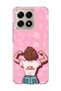 Mi 15t Compatible Strong Women's Pink Printed Transparent Phone Case