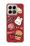 Mi 15t Compatible Cute Rabbit Burgundy Printed Transparent Phone Case