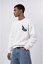 Men's Natural Patch Detailed Oversize Sweatshirt Ecru - 3