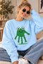 Handprint Cute Frog Printed Unisex Oversize Sweatshirt – Crew Neck Casual Sweatshirt