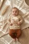 Baby Beige Polka Dot Teddy Bear Embossed Sweatshirt and Brown Sweatpants Set - 100% Cotton Y