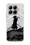 Mi 15t Pro Compatible Samurai Black and White Printed Transparent Phone Case
