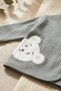 Sage Gray Teddy Bear Embroidered Baby Boy Ribbed Cotton 5-Piece Newborn Hospital Discharge and Baby Set - 4